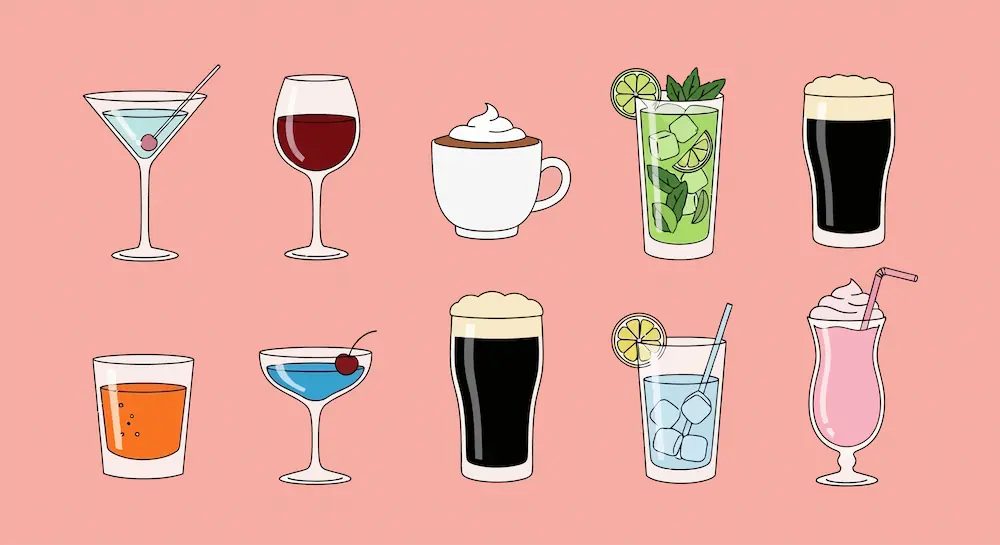 collage of different drinks